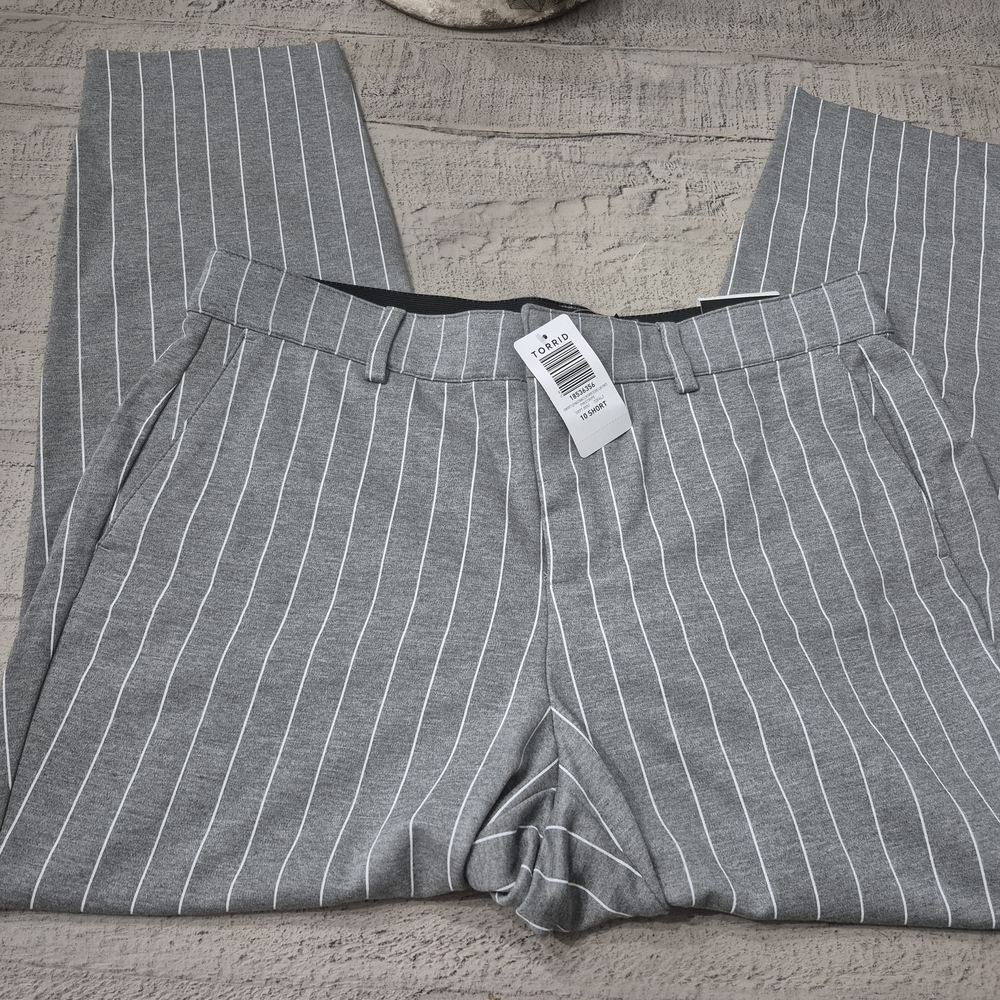 Torrid Gray and White Dress Pants with Pinstripes